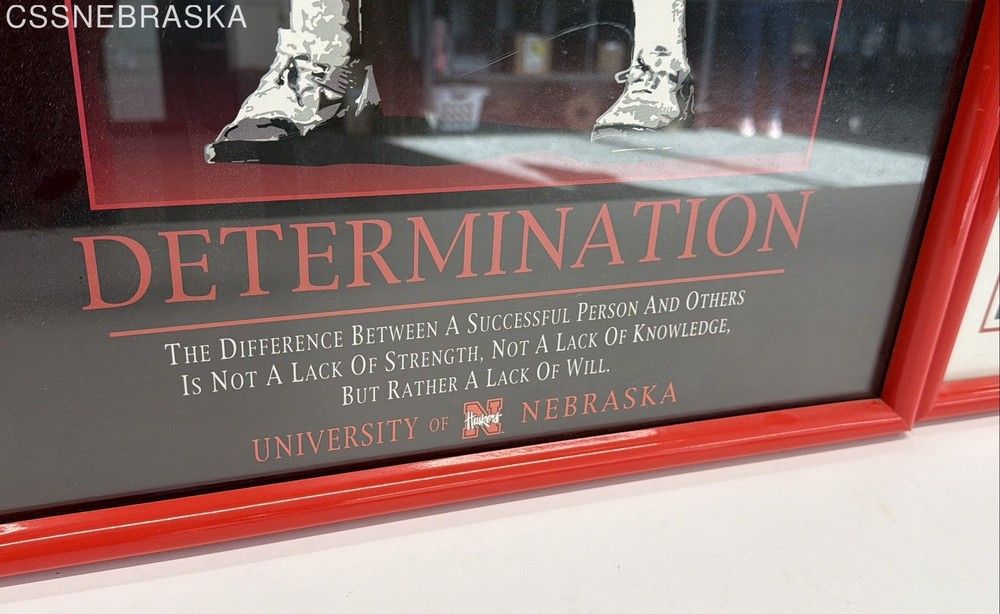 Nebraska Cornhuskers framed motivational posters Desire, Determinations, Victory