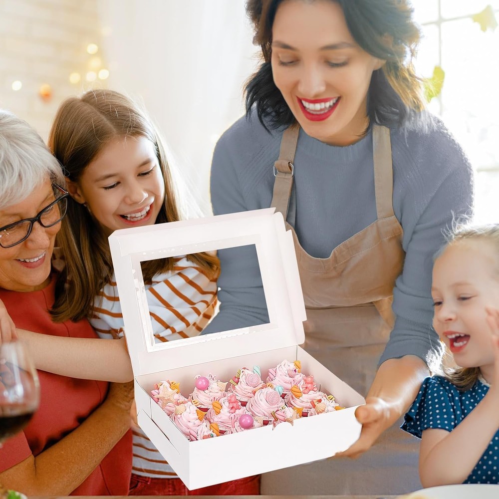 30 Durable Cupcake Boxes with Transparent Window – Ideal for Any Occasion