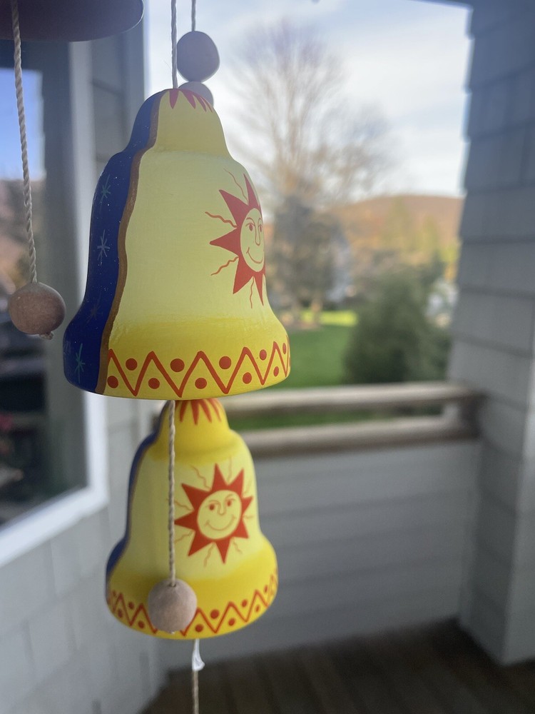 Hand Painted Sun & Moon Terra Cotta Wind Chimes