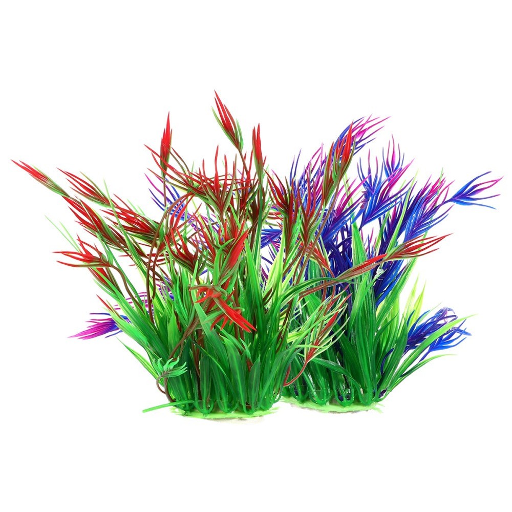 2 Pcs Artificial Grass for Fish Tank Aquarium Decorations Plants