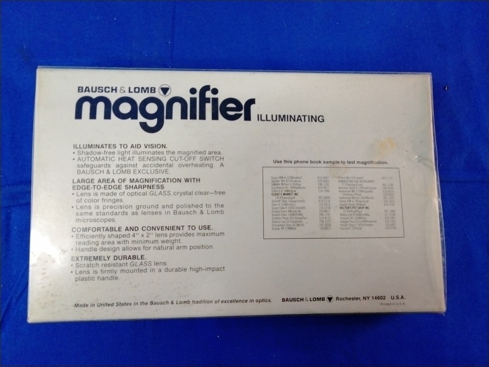 Bausch & Lomb Illuminated 81-3I-86 Rectangular Magnifying Glass Light Tested