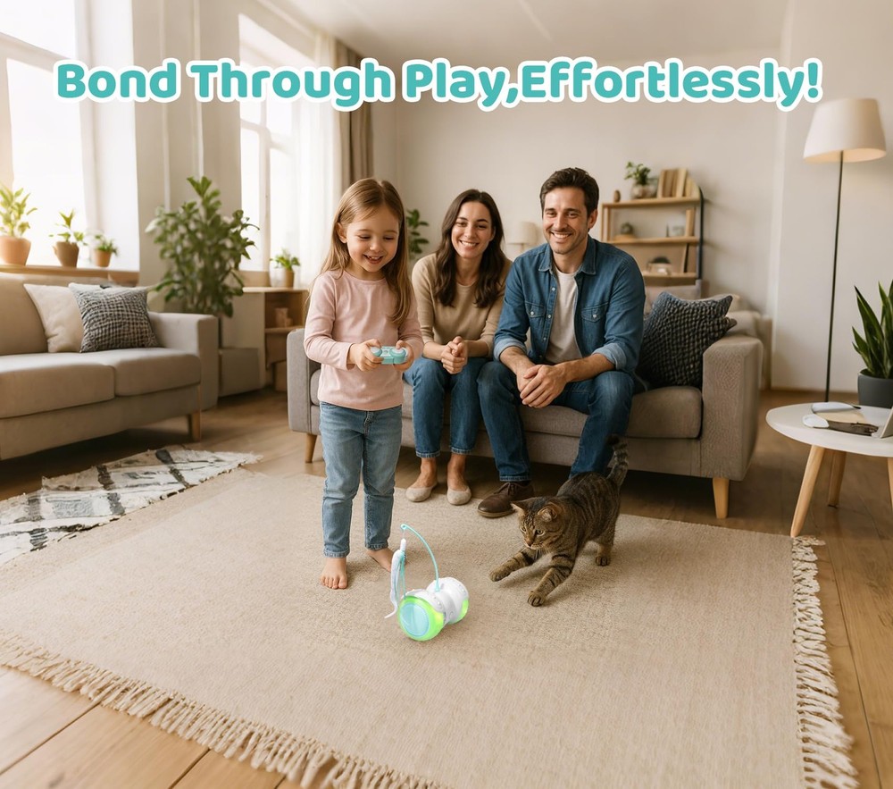 Remote Control Cat Toy with Auto Mode - Interactive Cat Toy Feather for Indoo...