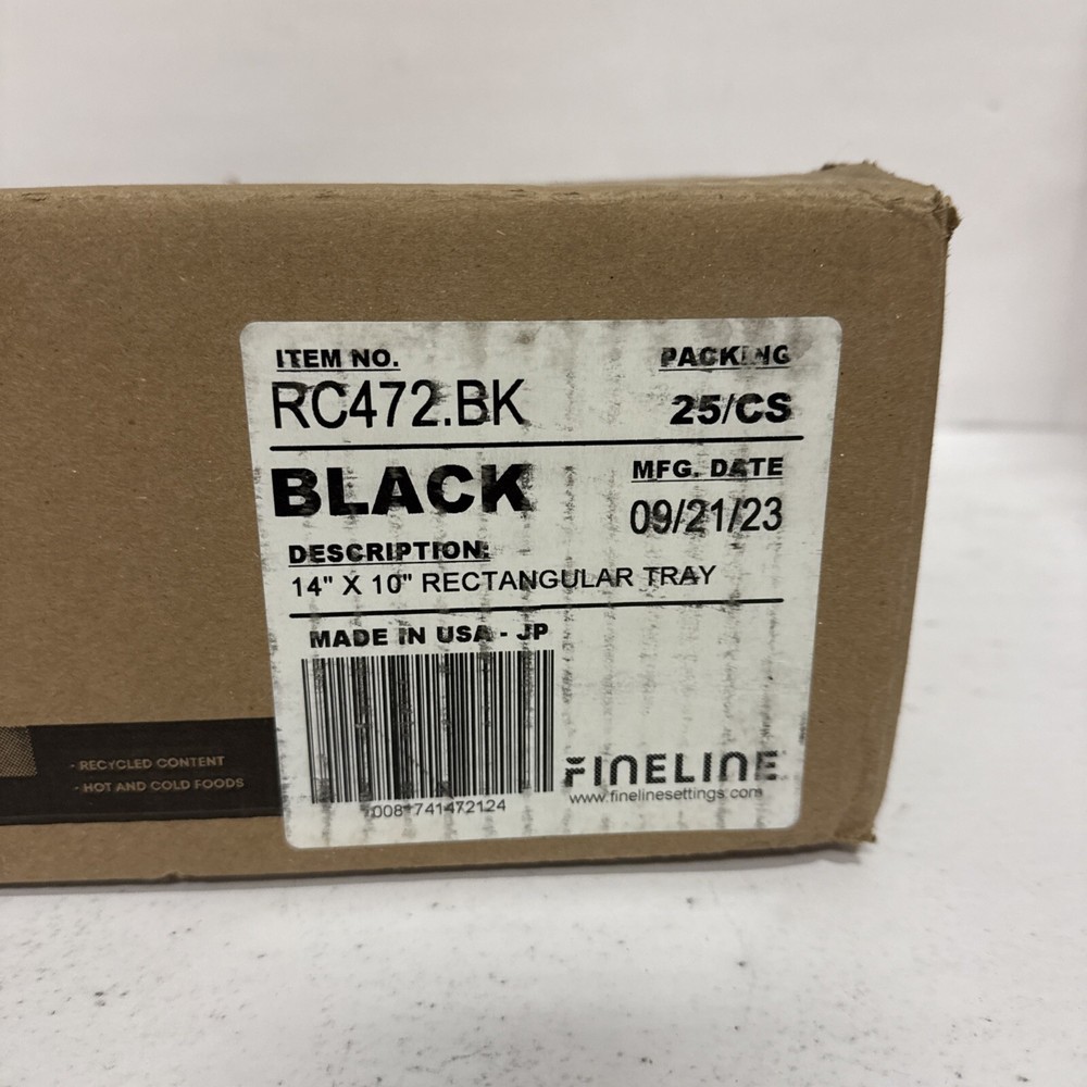 Fineline RC472.BK, 10x14-Inch Platter Black Plastic Rectangular Trays, 25/CS