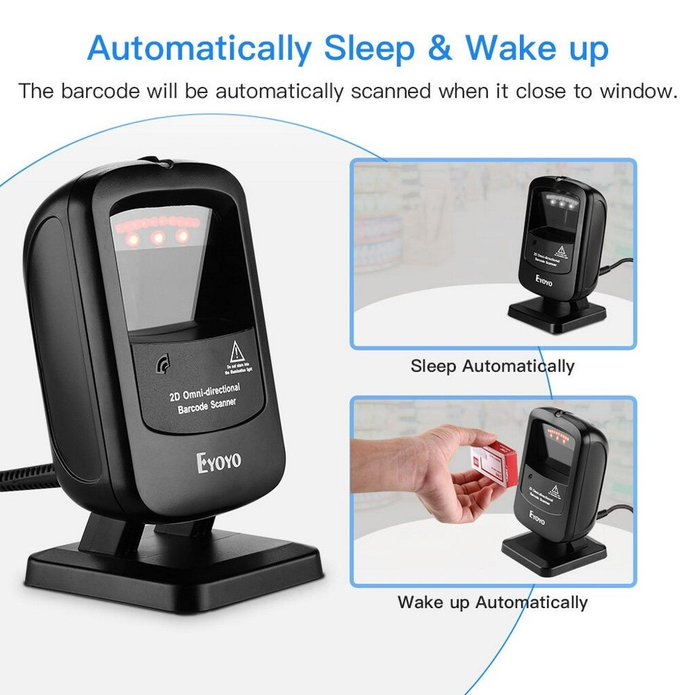 Eyoyo 1D 2D Desktop Barcode Scanner Automatic Image Sensing for Library Store