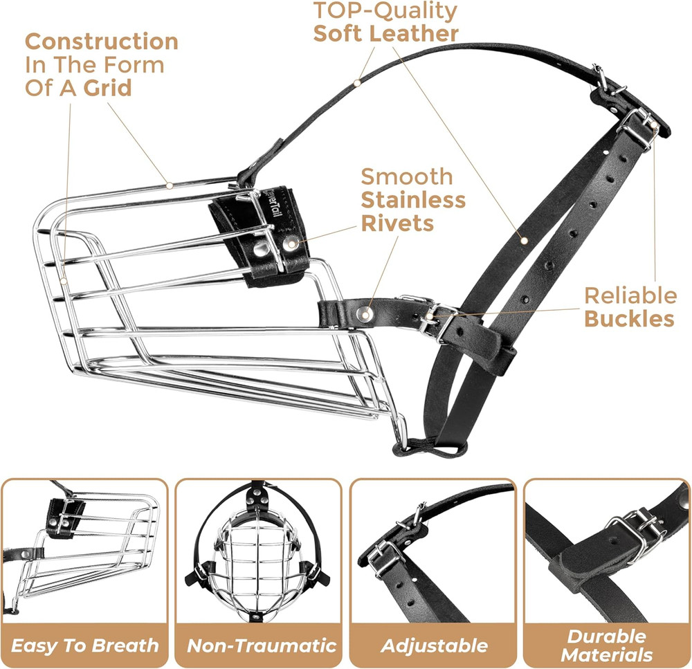 German Shepherd Muzzle for Large Sized Dog – Metal Dog Muzzle for German Shepher