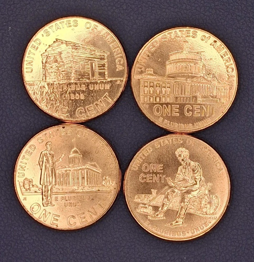 4 Coin Set Lincoln Bicentennial 2009 Penny from Mint Rolls. Uncirculated