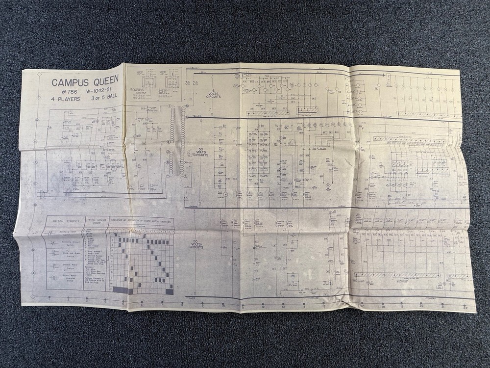 Bally Campus Queen Pinball Machine Game Manual Schematics