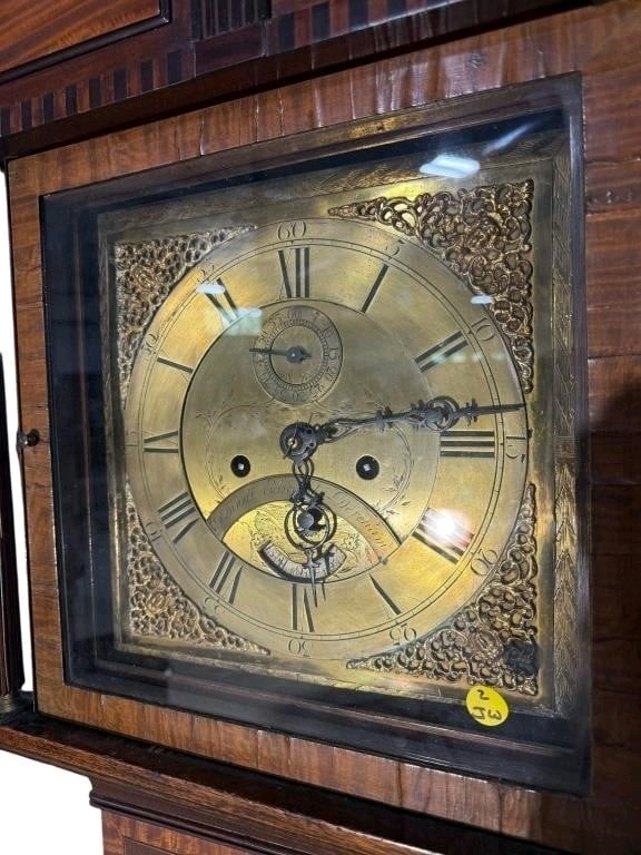 19TH CENTURY INLAID MAHOGANY TALL CASE CLOCK