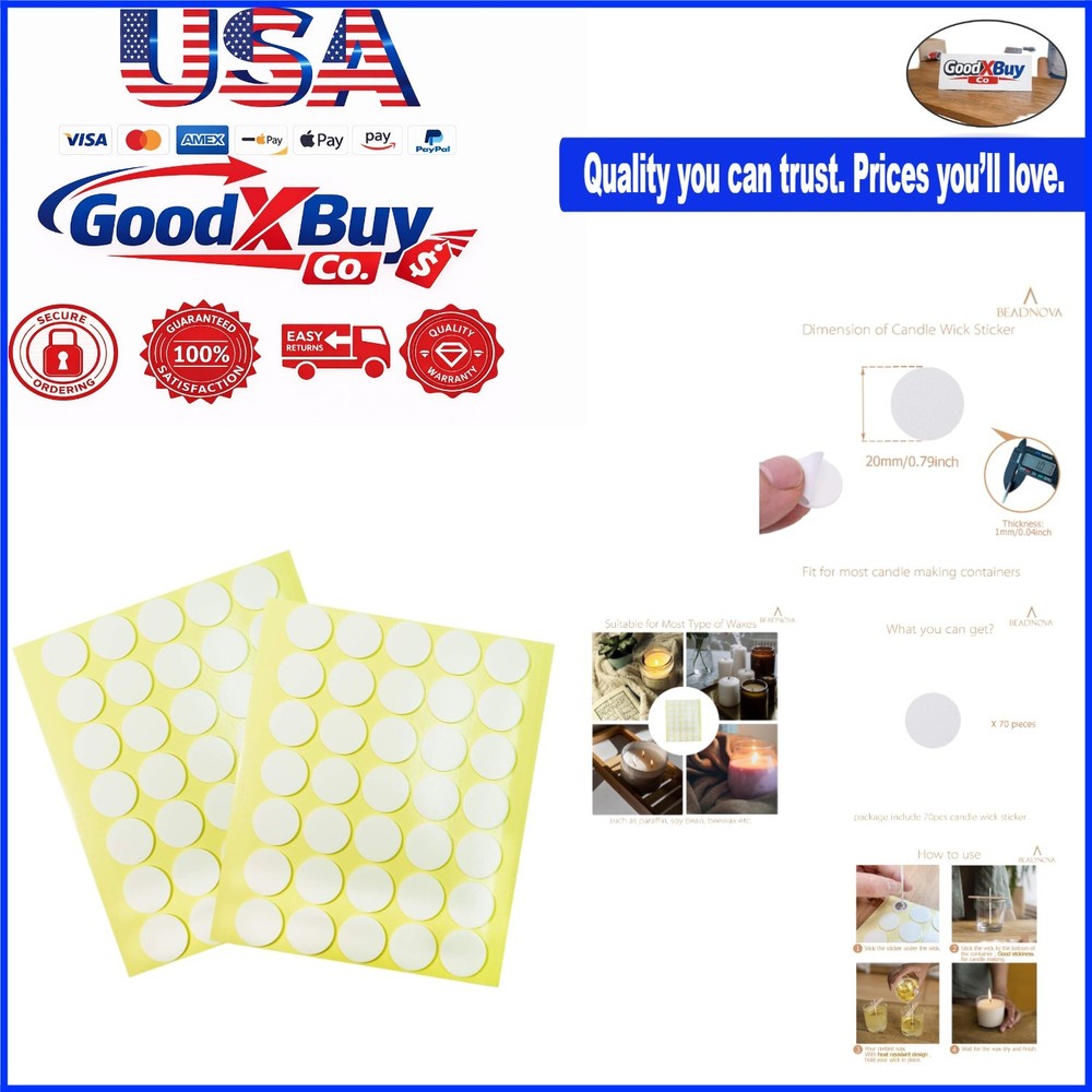 Double Sided Candle Wick Stickers 70pcs for Candle Making DIY, Leaf Pattern, ...
