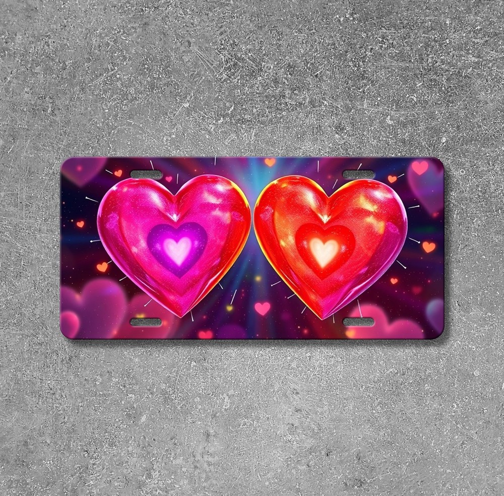 Modern Hearts License Plate Your Text Front Plate Holiday Gift