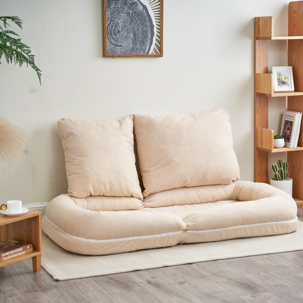 Triple Fold Down Sofa Bed Beige
