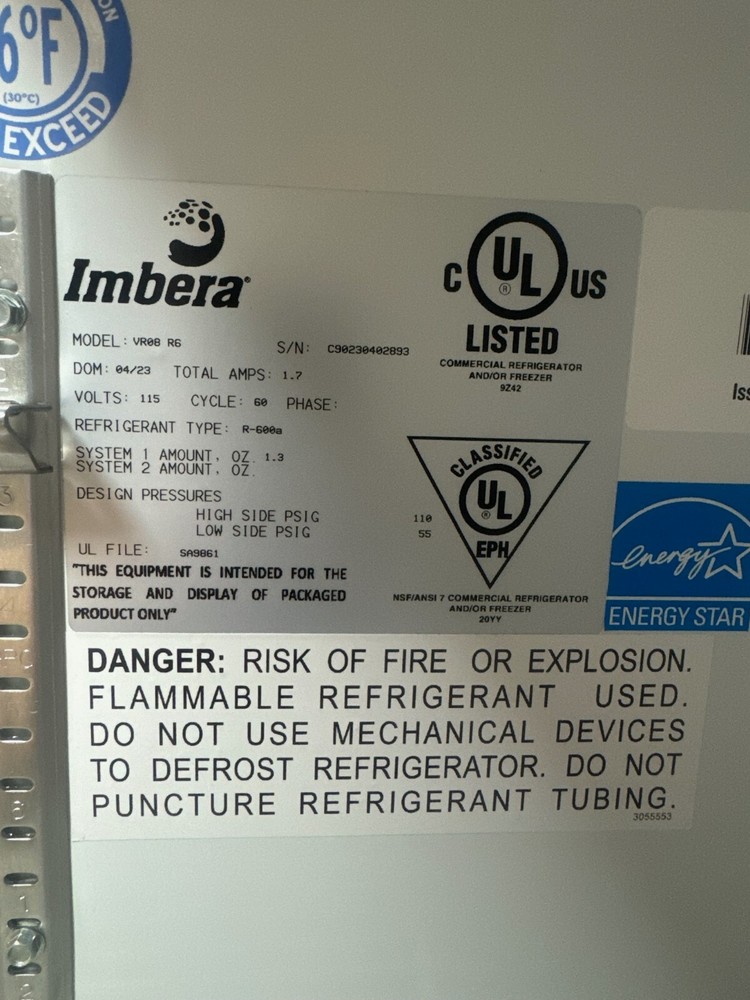 Imbera Branded Commercial Refrigerator/ Freezer
