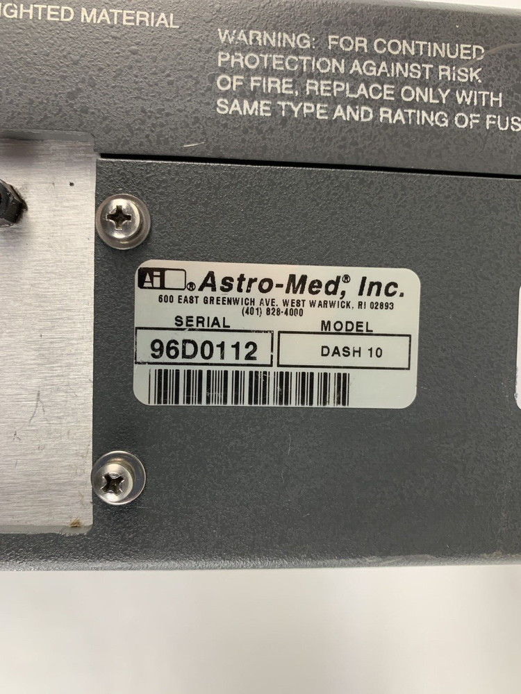 Astro-Med Dash 10 250v RMS Data Logger Powers On