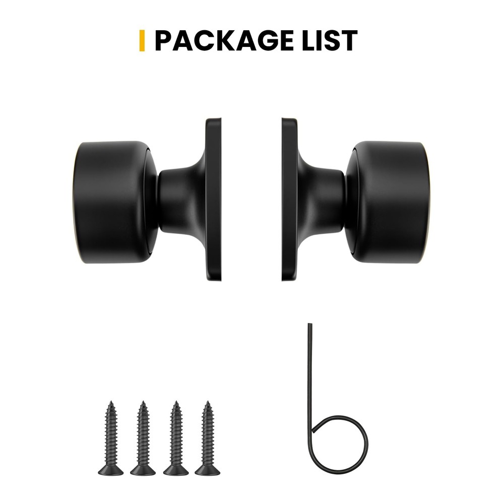 Matte Black Dummy Door Knobs No-Function, Single-Side Black Door Knobs for Ha...