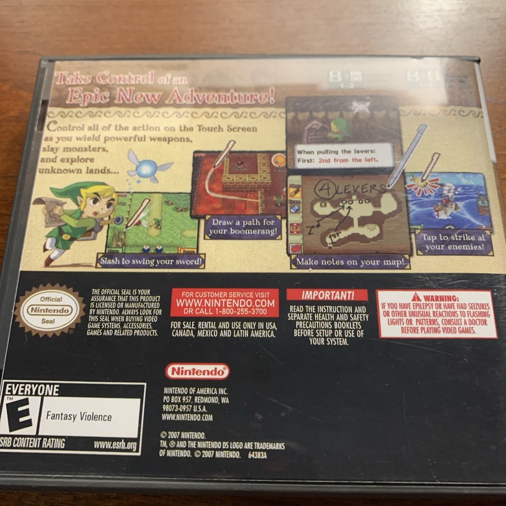 Zelda Phantom Hourglass / Nintendo DS Replacement ***Case ONLY For Display Only
