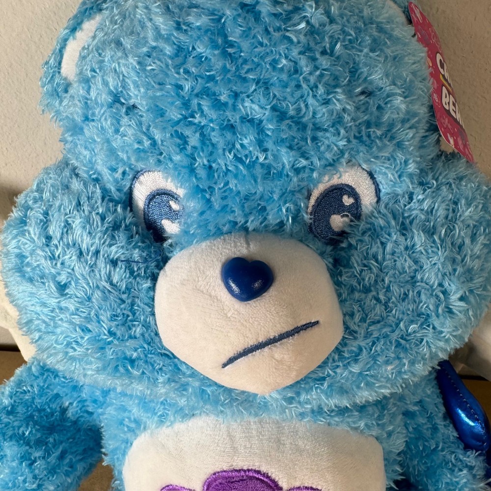 Care Bears Grumpy Bear Cupid Plush Blue NWT Valentine Wings Heart Bow