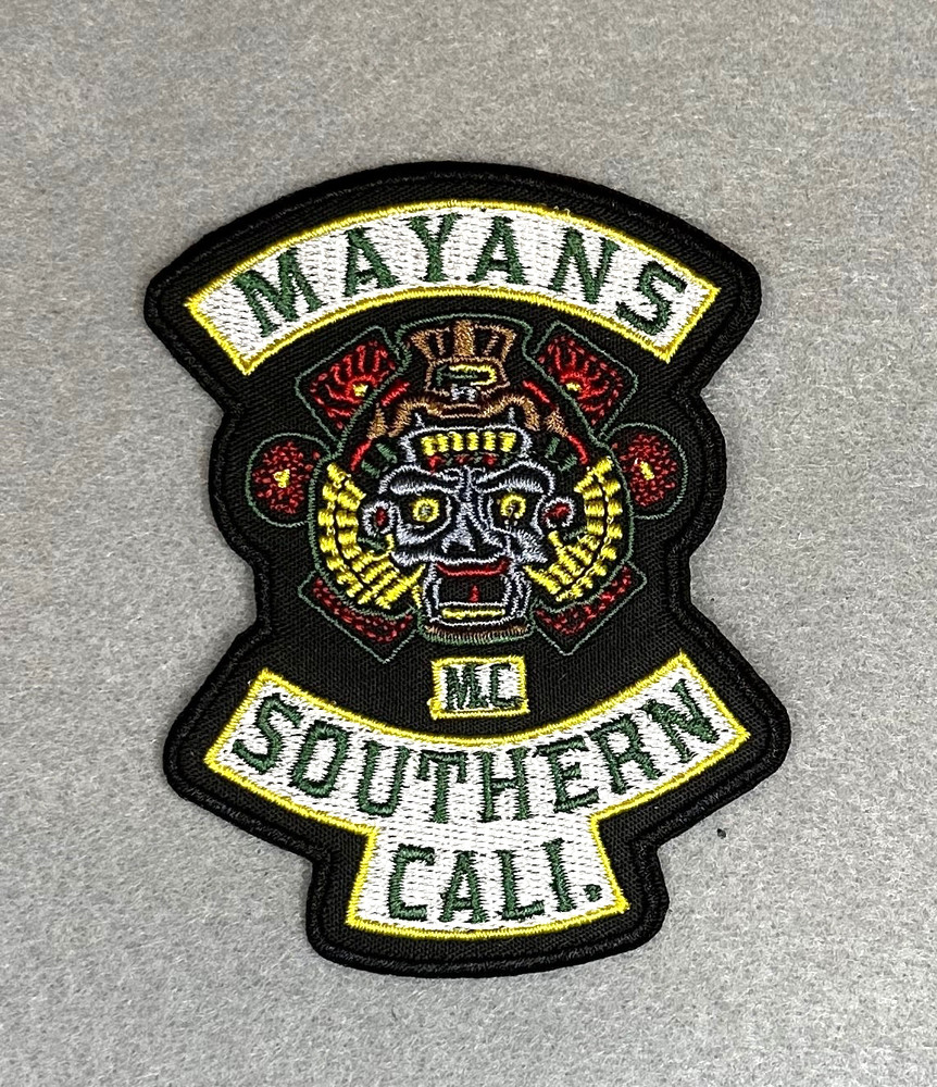 MAYANS SOUTHERN CALI. M.C. EMBROIDERED IRON-ON PATCH...