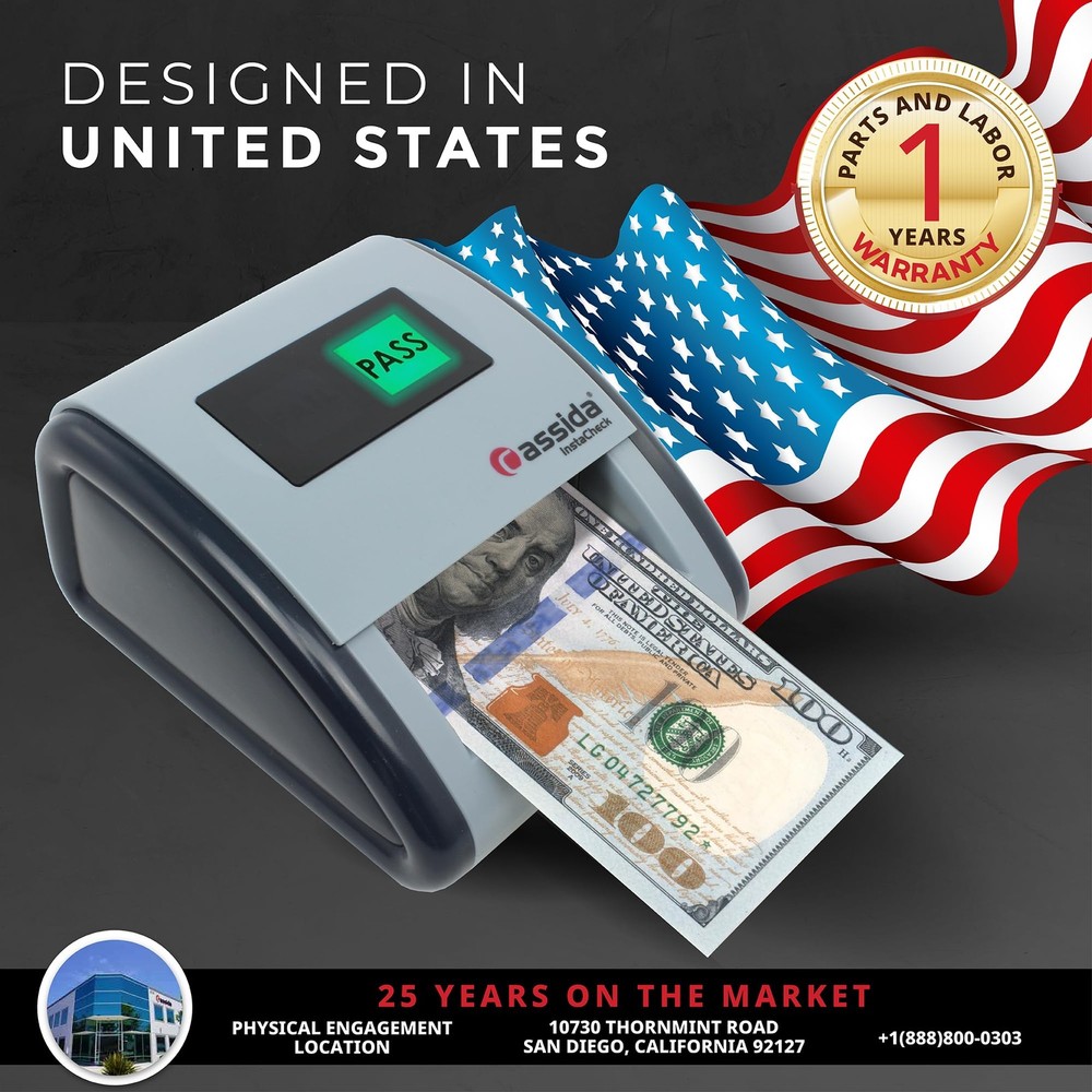 InstaCheck Small Footprint, Easy to Read Automatic Counterfeit Detector with