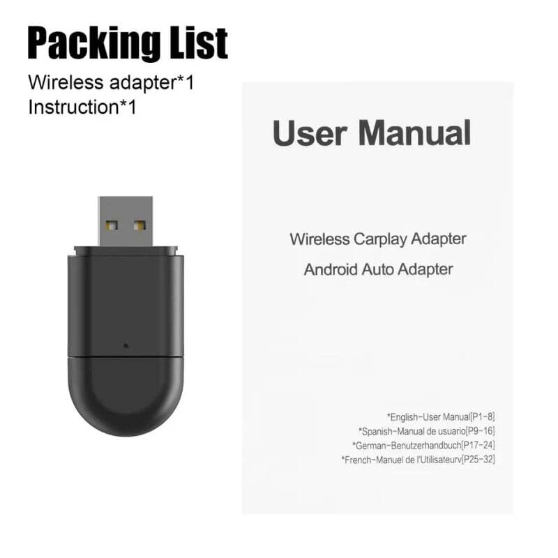 Wireless USB Carplay Adapter Dongle For iPhone Apple Android Auto Plug &Play