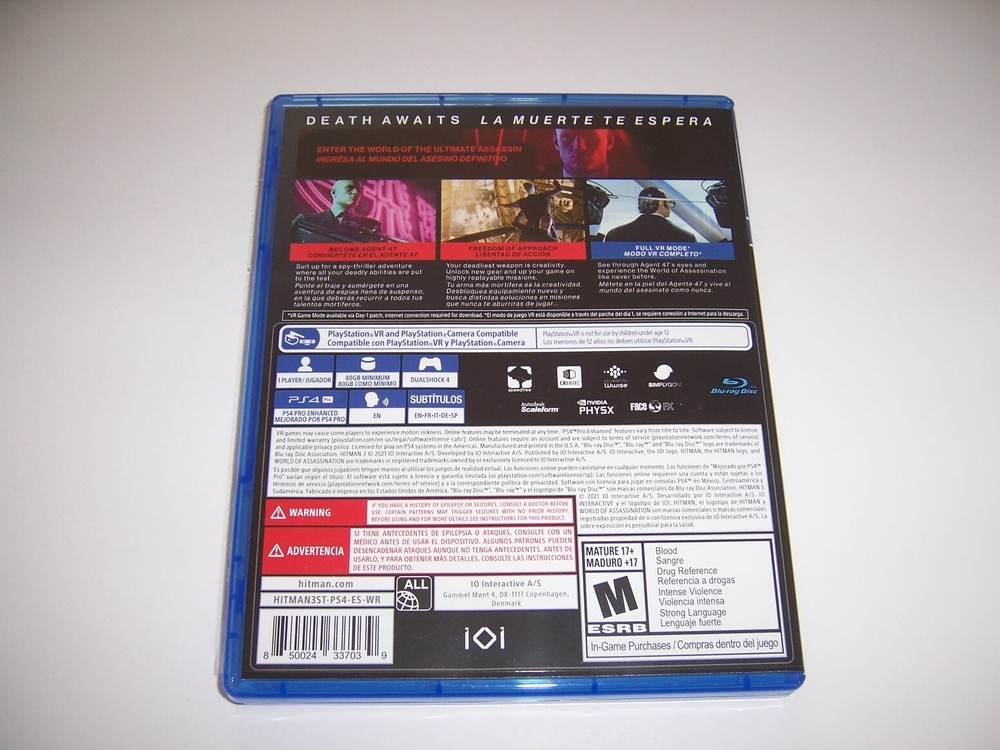 Replacement Authentic Box Case HITMAN III 3 PlayStation 4 PS4 *NO DISC*