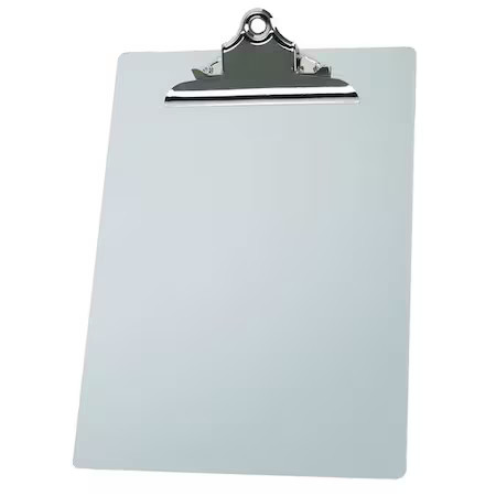 8-1/2" X 11" Plastic Clipboard, Silver, 2Ljx4