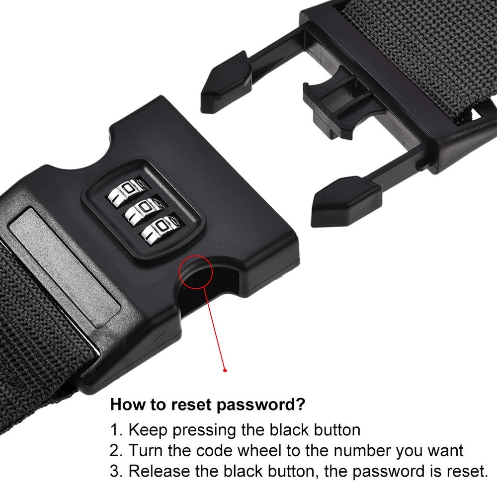 Luggage Strap Suitcase Belt Buckle 2Mx5cm Adjustable PP Packing Accessory Black