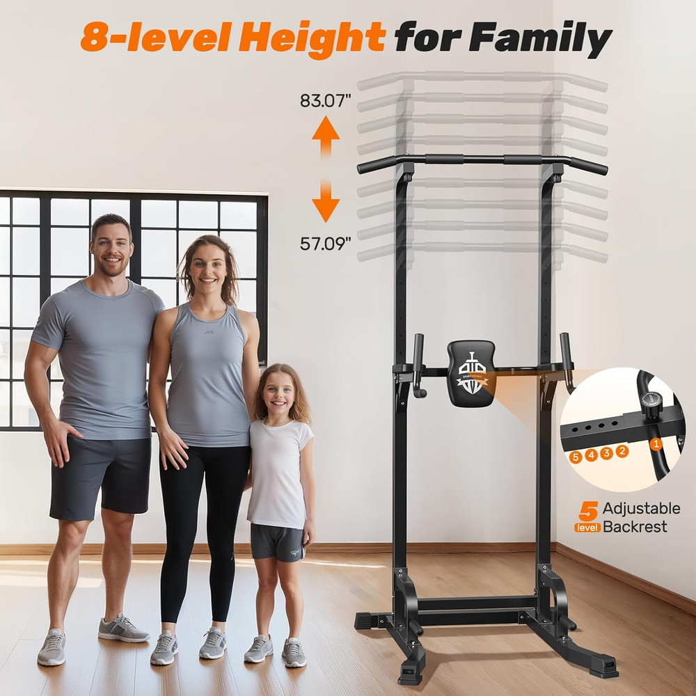 Power Tower Pull up Bar Station, 450LBS Stable Pull up Dip Station for Home Gym