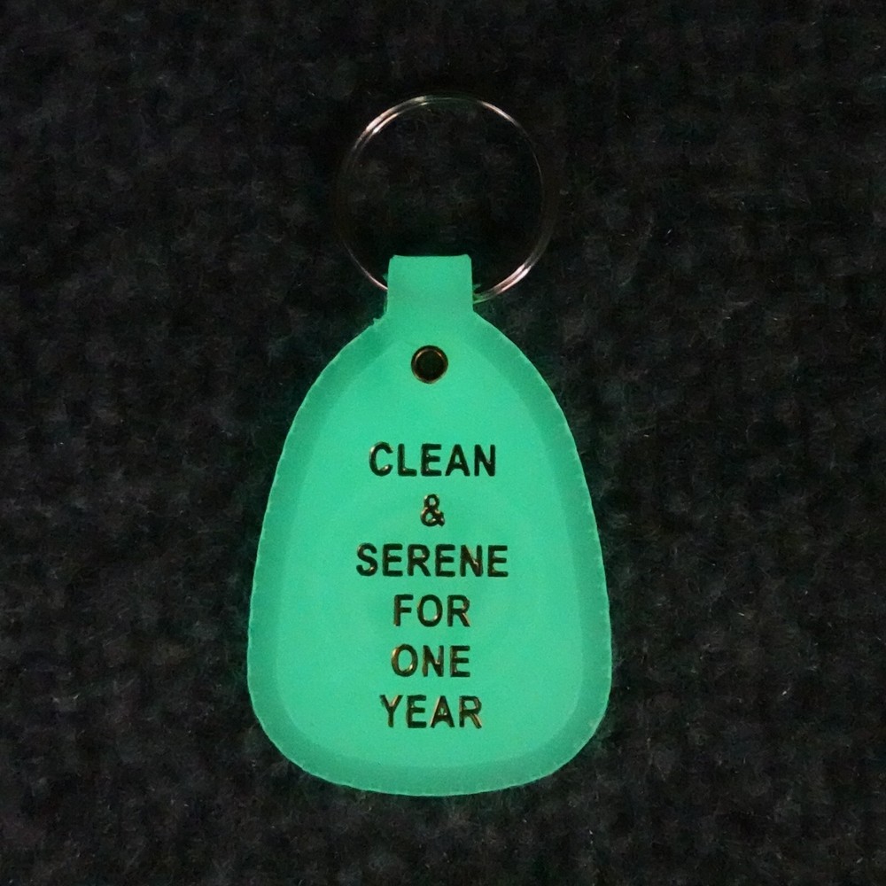 Narcotics Anonymous Key Tag Moonglow 1 Year Clean Time NA Keytag Keychain JFT
