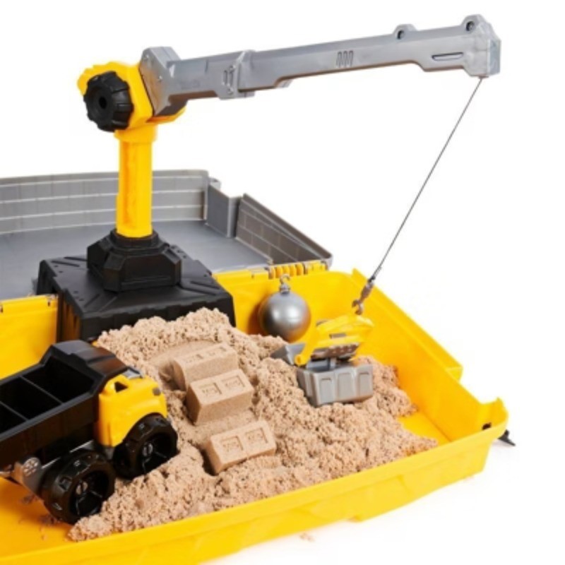 Construction Site Kit with Crane, Dump Truck, Foldable Sandbox