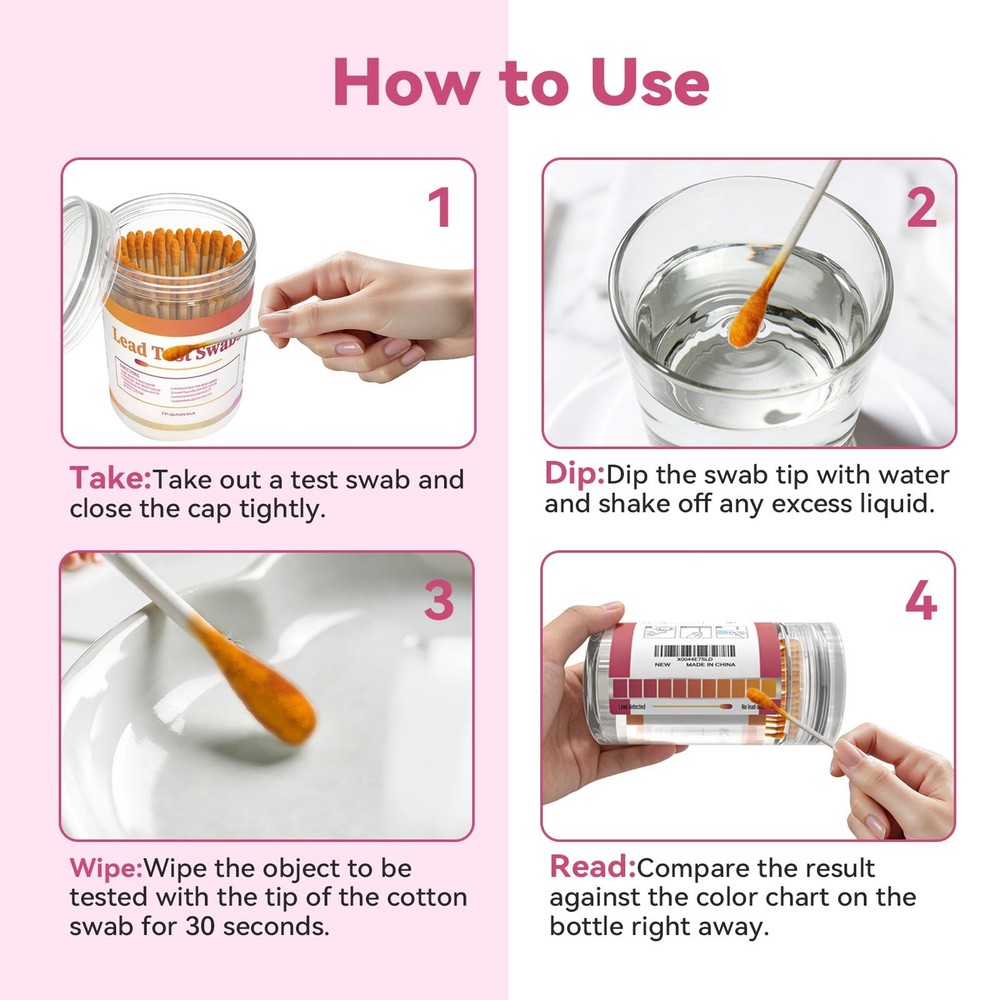 Lead Test Swabs Kit 30 Pack Rapid Paint Metal Surface Detection Home Use
