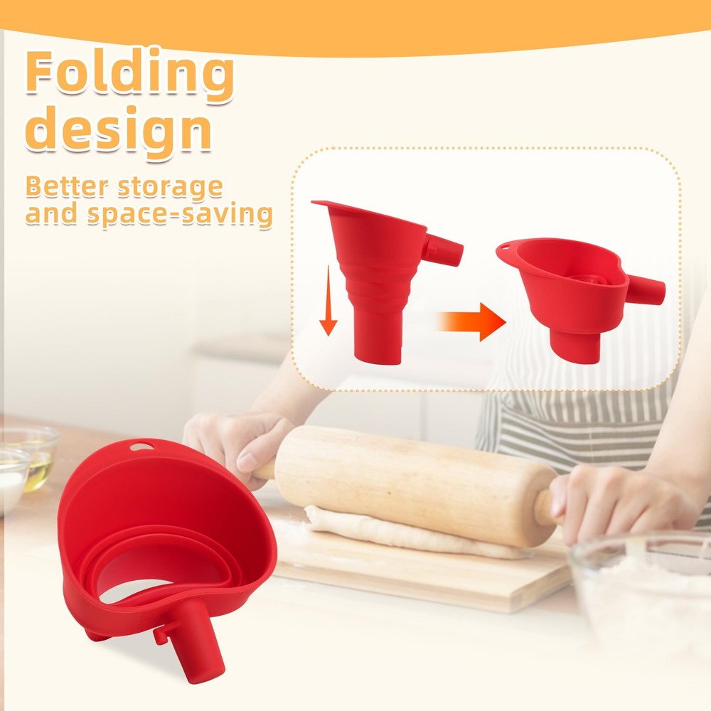Flour Funnel for KitchenAid Mixer, Foldable Silicone Attachment for KSM150 5-...