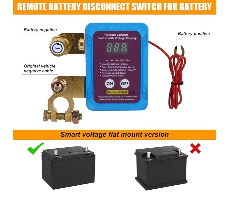 12V 240A Upgrade Remote Kill Switch Prevents Battery Drain