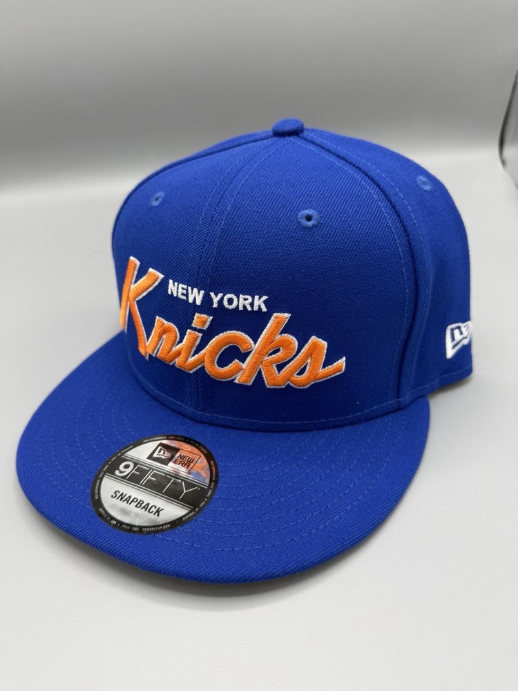 New York Knicks Hat New Era 9Fifty Snapback Blue Orange Script Print Rare