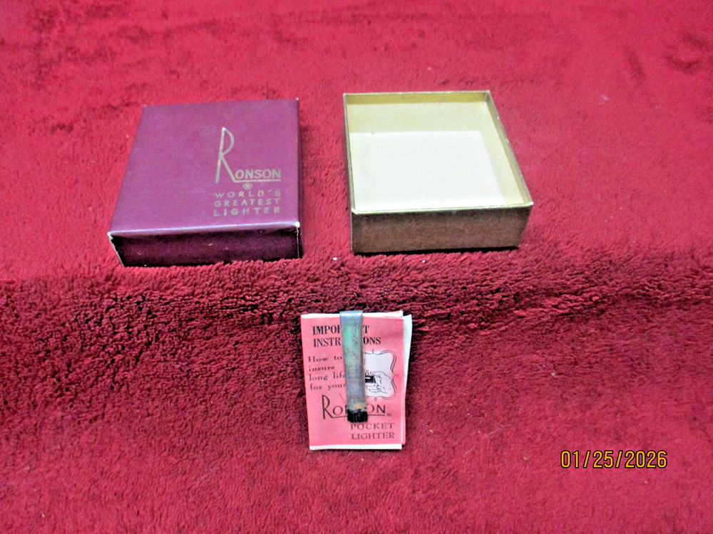 Vintage Box w/Paperwork For: RONSON Lighter, Original Box W/Paperwork