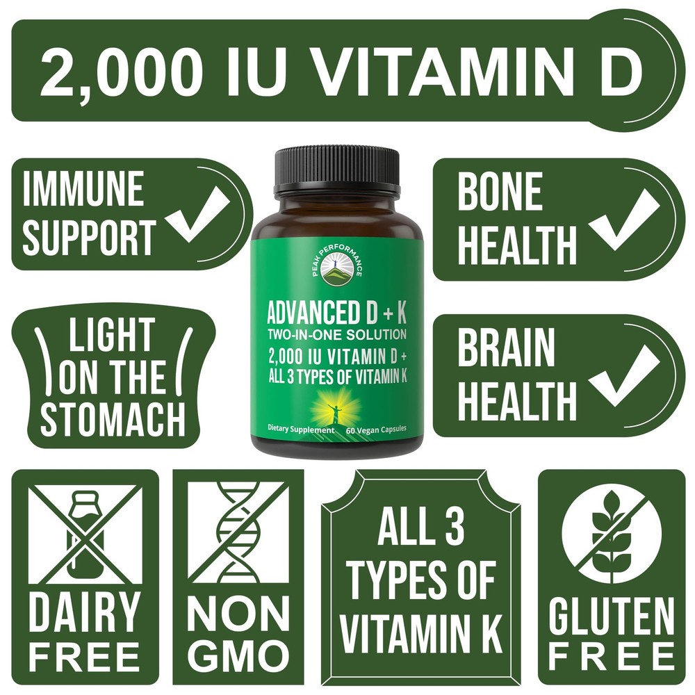 Peak Performance Advanced Vitamin D 2000 IU with All 3 60 Count (Pack of 1)