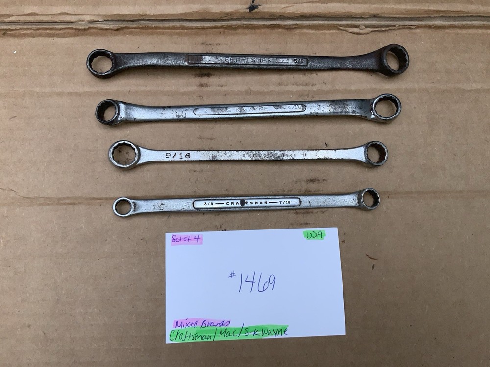 4 Vintage Double End Box Wrenches Assorted Brands & Sizes