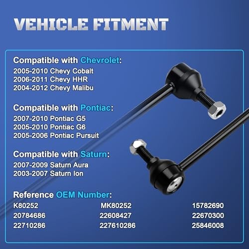K80252 Front Stabilizer Sway Bar End Links Compatible with 2004-2012 Chevy