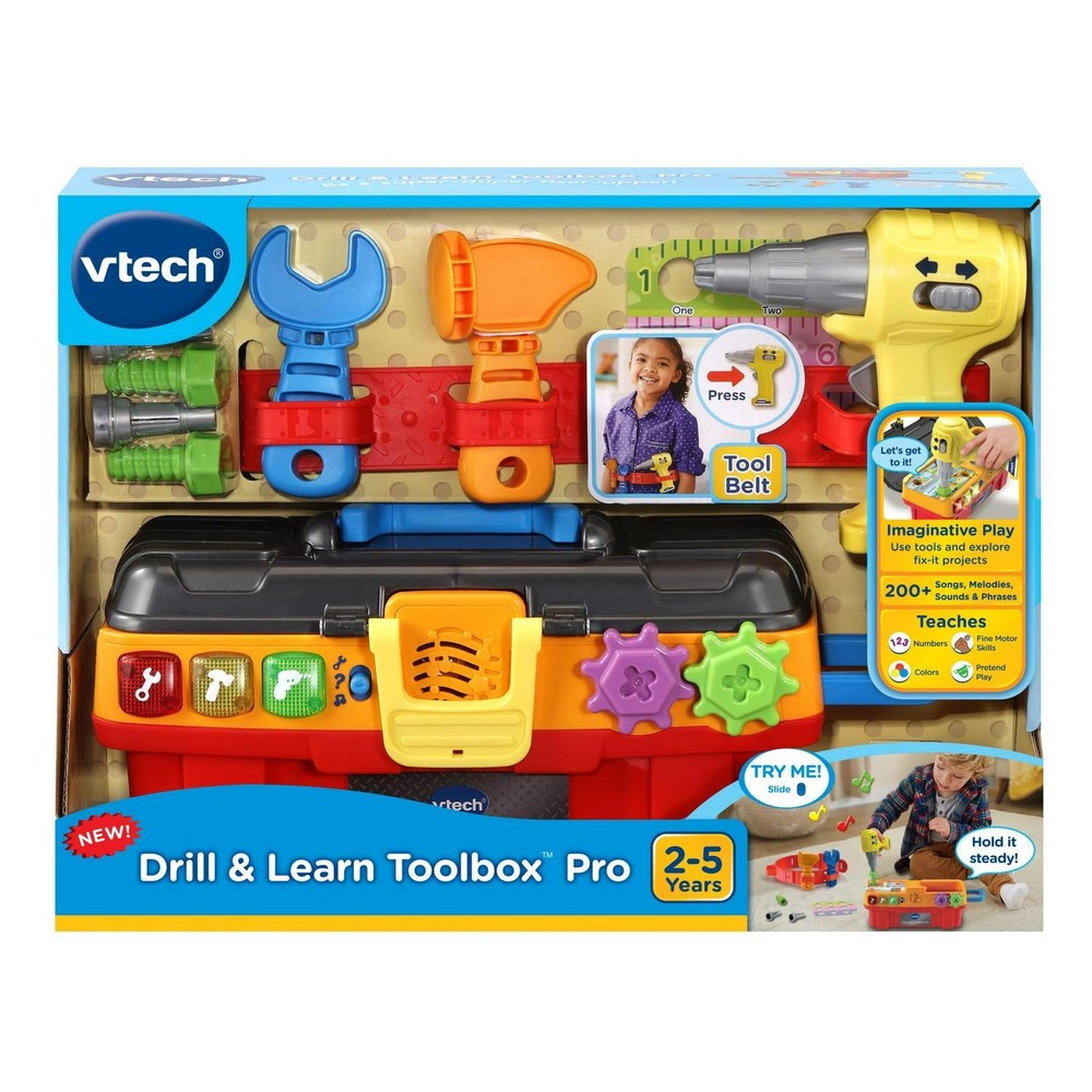 Kids Drill & Learn Toolbox Play Construction Toys Tools Accessories Multicolor
