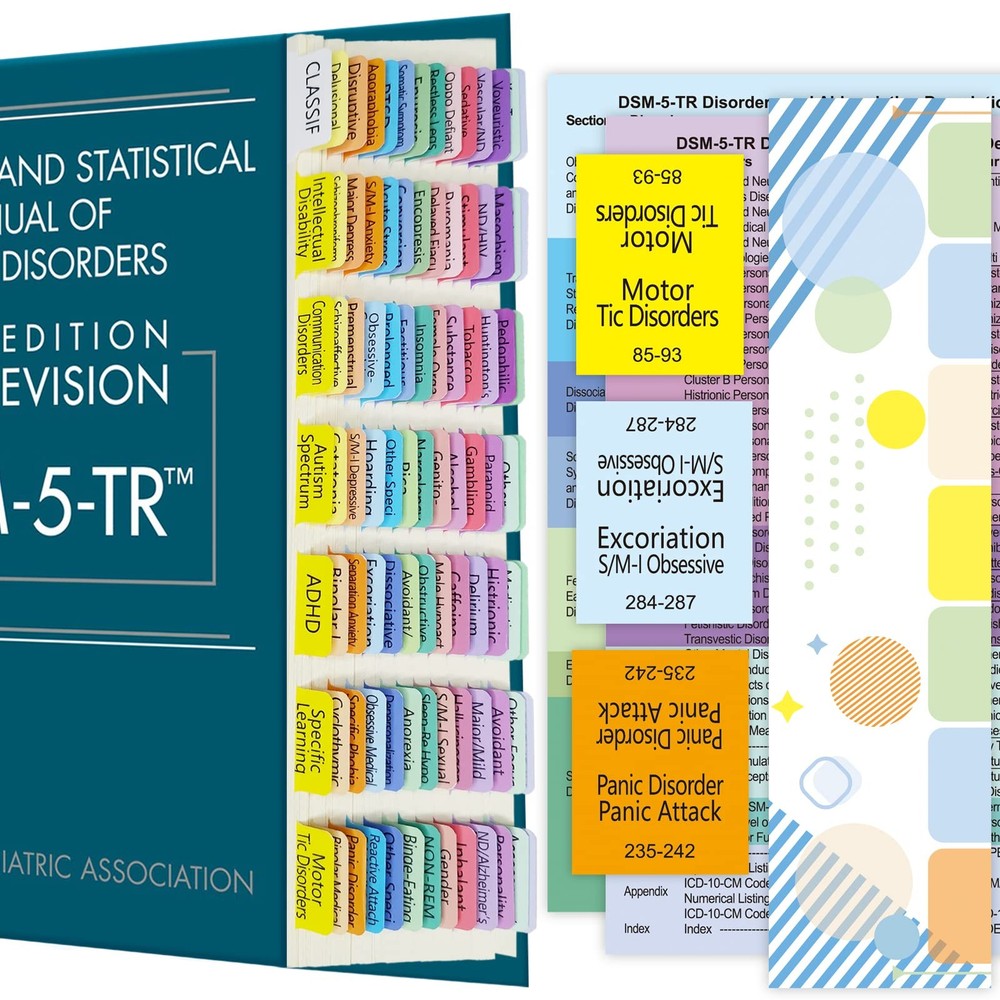 Improved Index Tabs for DSM-5-TR 2022, Color-coded & Laminated DSM-V-TR Tabs,...