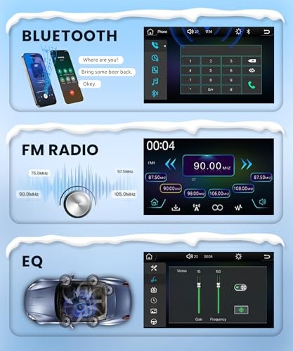 Car Stereo Single Din Wireless Carplay Android Auto 7'' Touch Screen, 2-USB