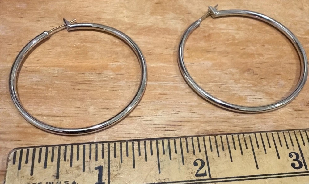 Vintage  silver TONE classic Big Thin Hoop Earrings