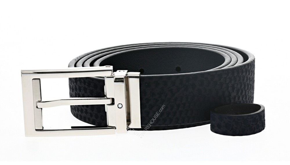 MONTBLANC Rectangular Dark Blue Cut-to-Size Casual Belt 123914