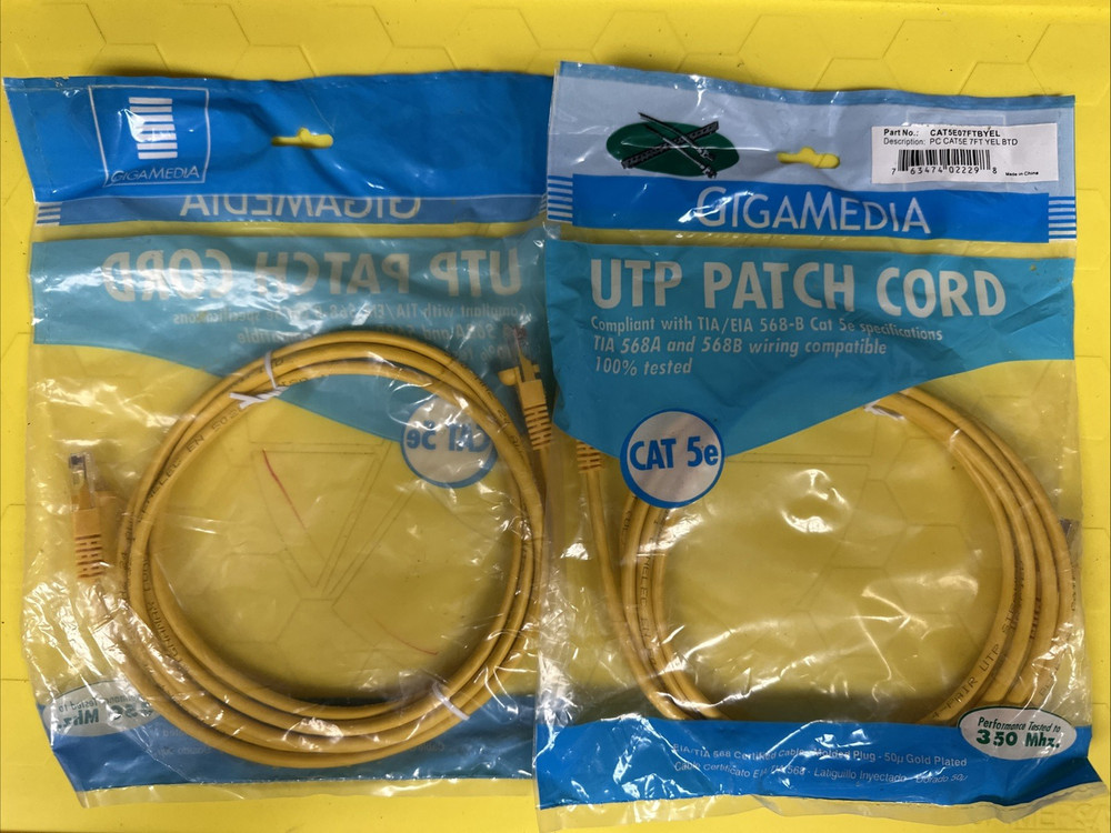 GIGAMEDIA CAT5e UTP PATCH CORD, 7FT. - YELLOW