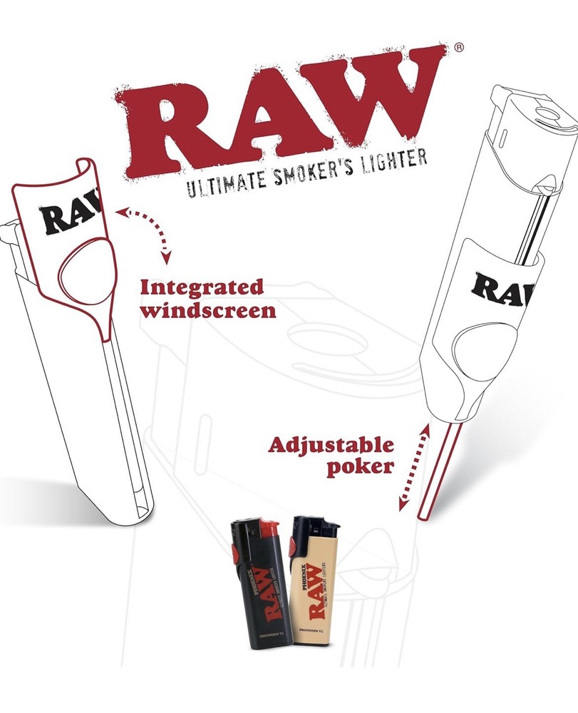 Raw rolling paper single Size 70/45 Pre Rolled Cone + Lighters