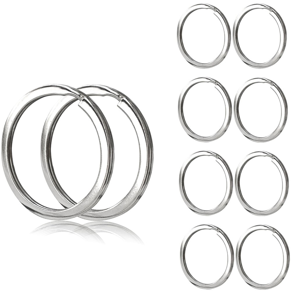 Key Rings - 1.25" (32mm) 50Pcs Flat Split Keychain Bulk Heavy Large, Silver