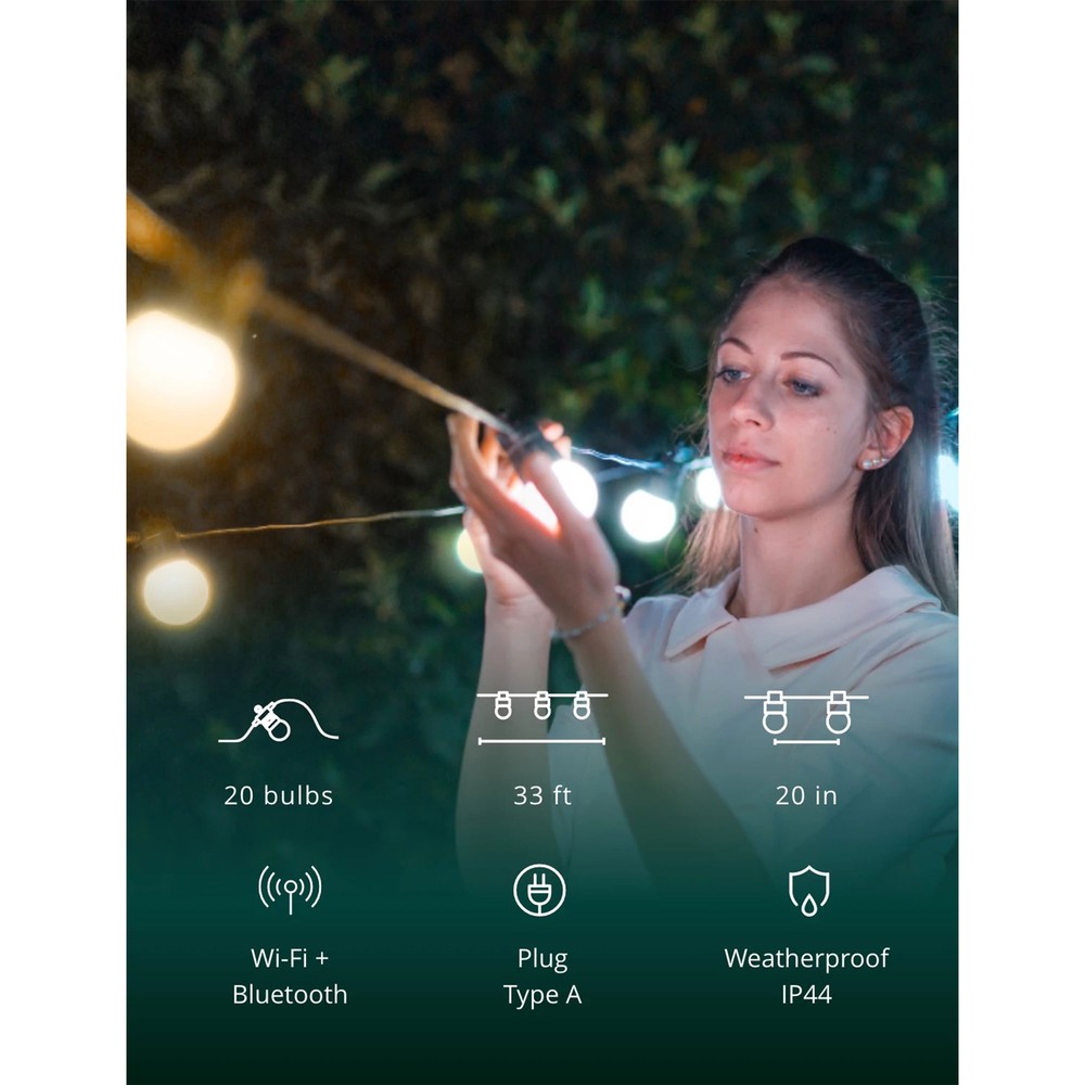 Twinkly Festoon App-Controlled Smart LED Light String 20 AWW (Warm/Cool White)