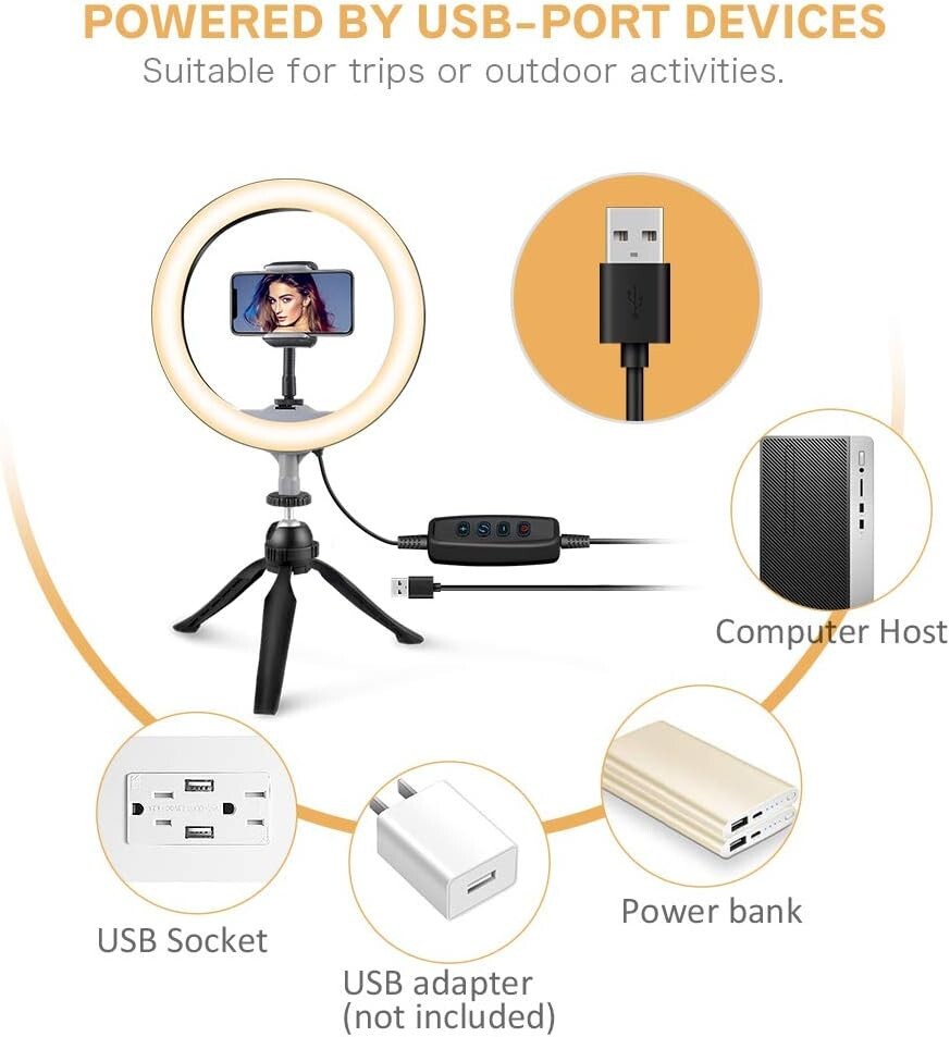 Selfie Ring 10” Light LED Light with Remote Control Tripod Stand by UBeesize