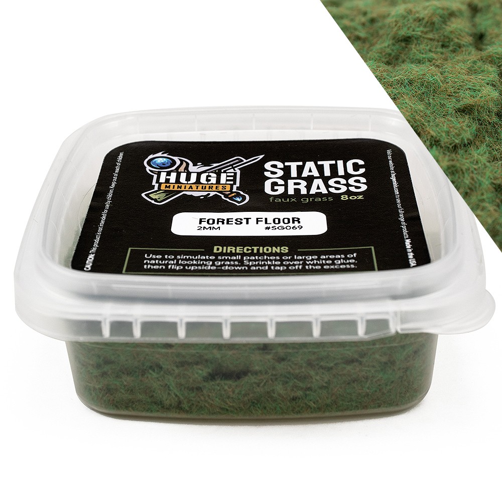 Huge Miniatures Static Grass, Forest Floor Green 2mm Summer – 8oz Container