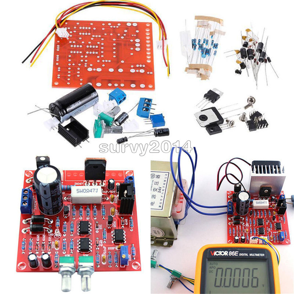 Red 0-30V 2mA-3A Continuously Adjustable DC Regulated Power Supply DIY Kit PCB