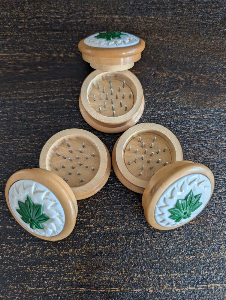 Three Handmade Wooden Grinders
